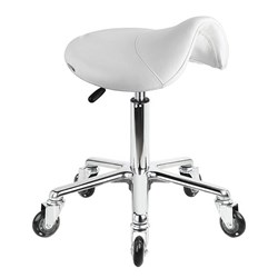 SALON FIRST Saddle stool - white - aluminium base 